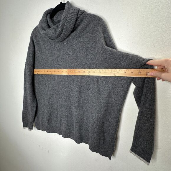 Three Dots 100% Cashmere Carbon Gray Boxy Turtle Neck Long Sleeve Sweater Small - Picture 10 of 10
